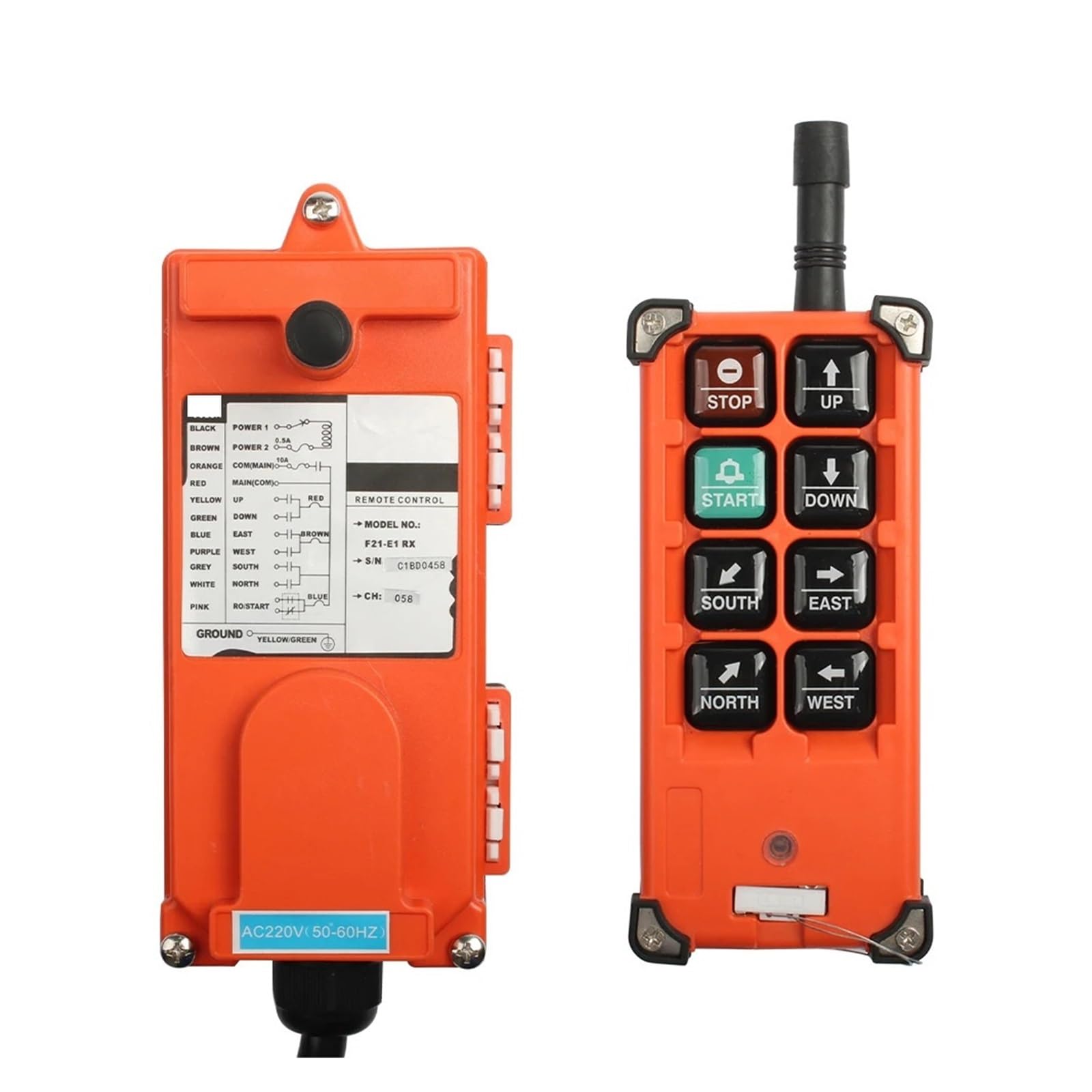 JVDDI 12V 24V Industrial remote controller switches Hoist Crane Control Lift Crane 1 transmitter + 1 receiver F21-E1B(Arrow Version,VHF,AC380)