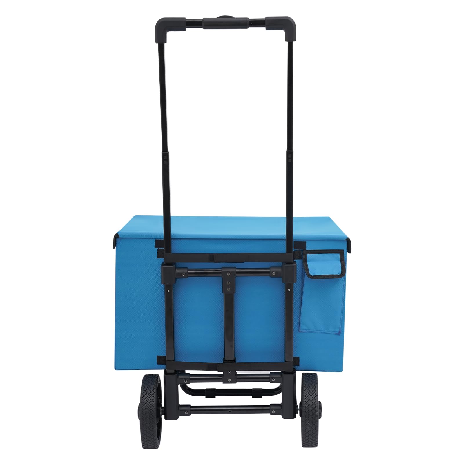 Klappbarer Einkaufswagen 64L Tragkorb 80kg Belastbarkeit faltbar für Einkauf Supermarkt Wochenmarkt Transport mit Reißverschlusstasche Oxford Stoff faltbar platzsparend (Blau)