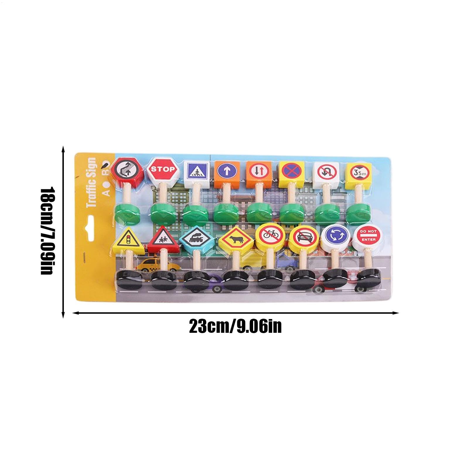 Znaki drogowe dla dzieci, 16X Street Play Toy, wczesna gra edukacyjna, drewniane krzyżowe, zabawki sygnału, aktywność edukacyjna dla dzieci, 9,06 x 7,09 x 1,18