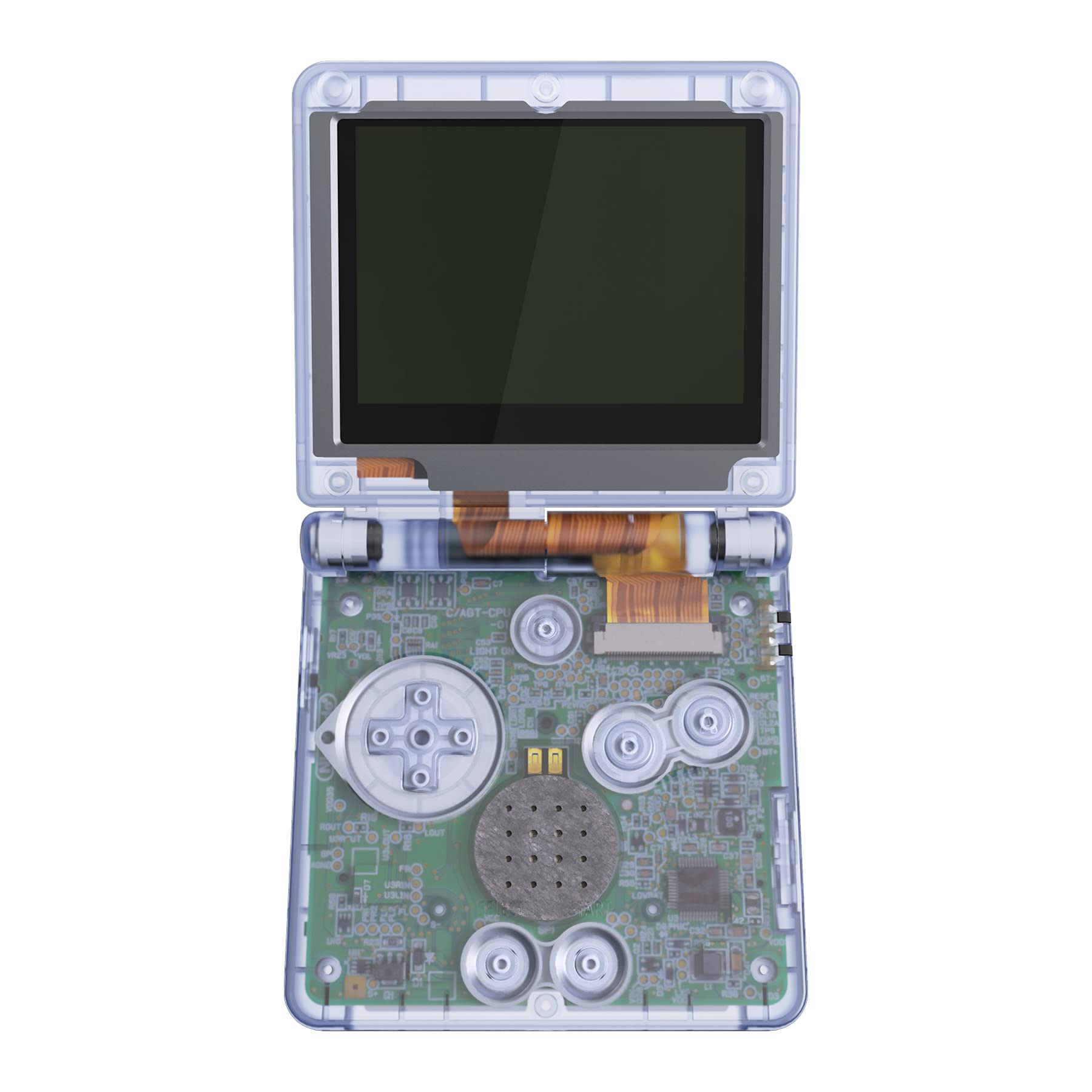eXtremeRate Coque Customisée avec Boutons Complète pour Gameboy Advance SP GBA SP, Coque Série Transparente Compatible avec Écrans IPS et LCD Standard, Console et Écran Non Incluse,Bleu Glacier