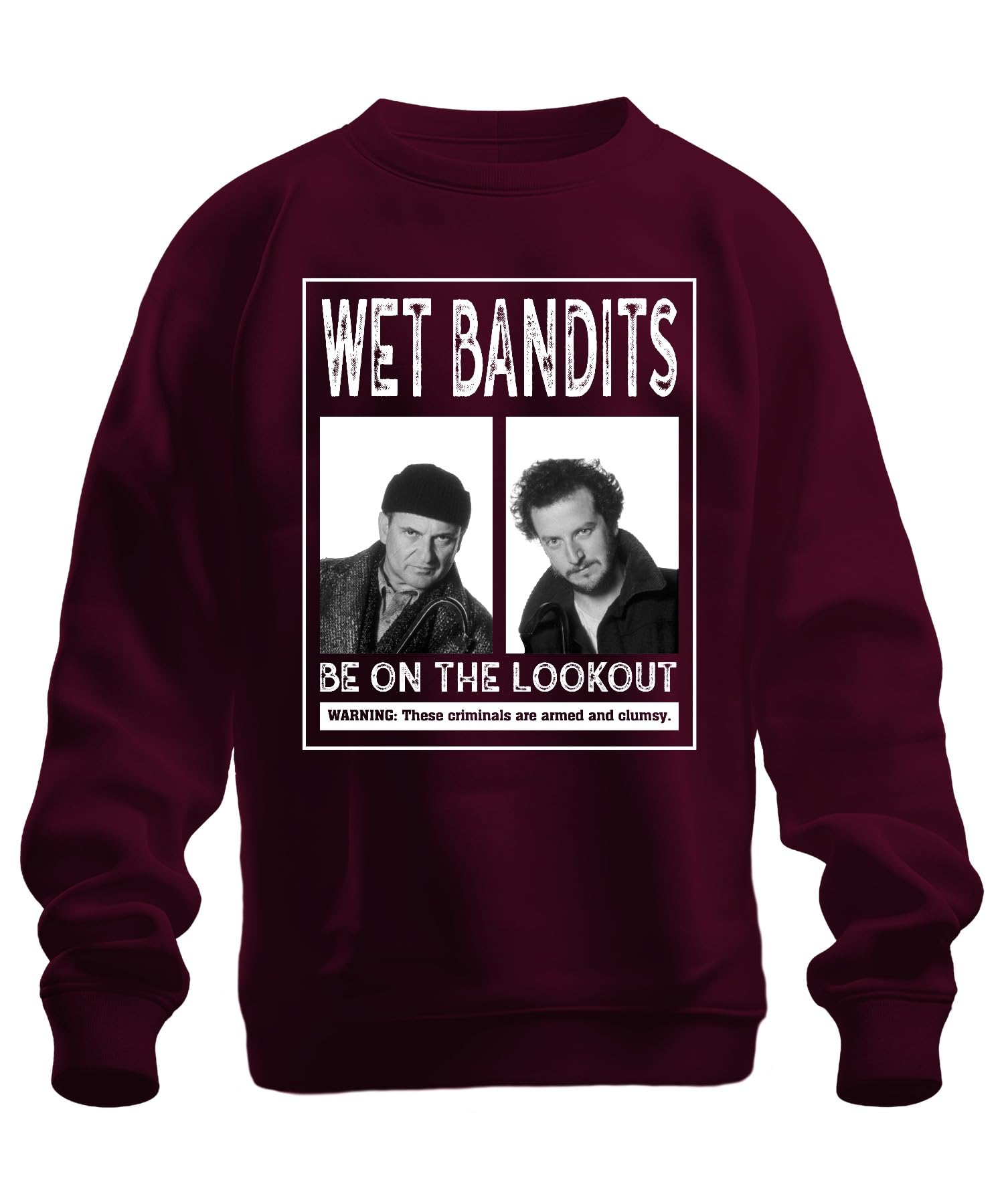 Printera Men's Burgundy Wet Bandits Harry Marv Mugshot - Kevin Home Alone Wet Bandits Ugly Christmas Sweater Christmas Unisex Jumper, Xl