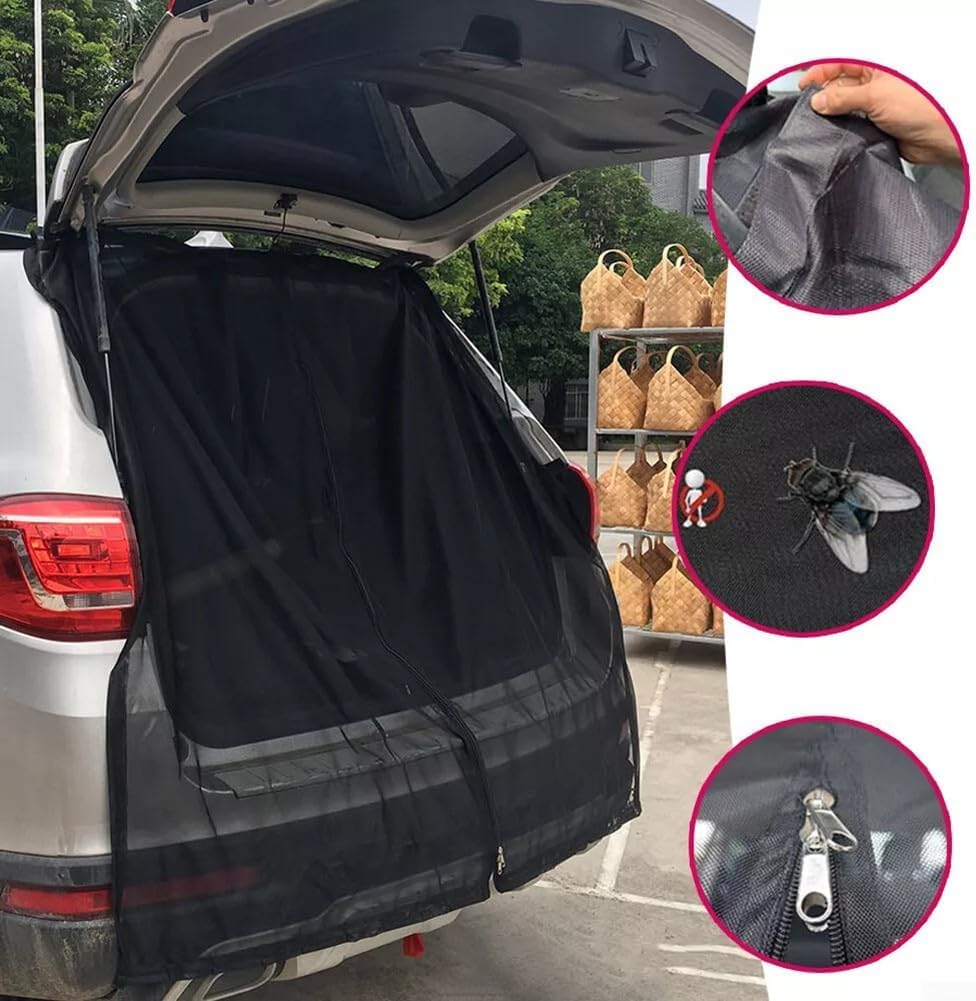 Mosquitera para Puerta Corredera de Furgoneta, Red Antimosquitos de Malla Negra Protector Solar con Cremallera, Se Adapta a Puerta Lateral de Caravana Autocaravana Camper Portón Trasero (L 162
