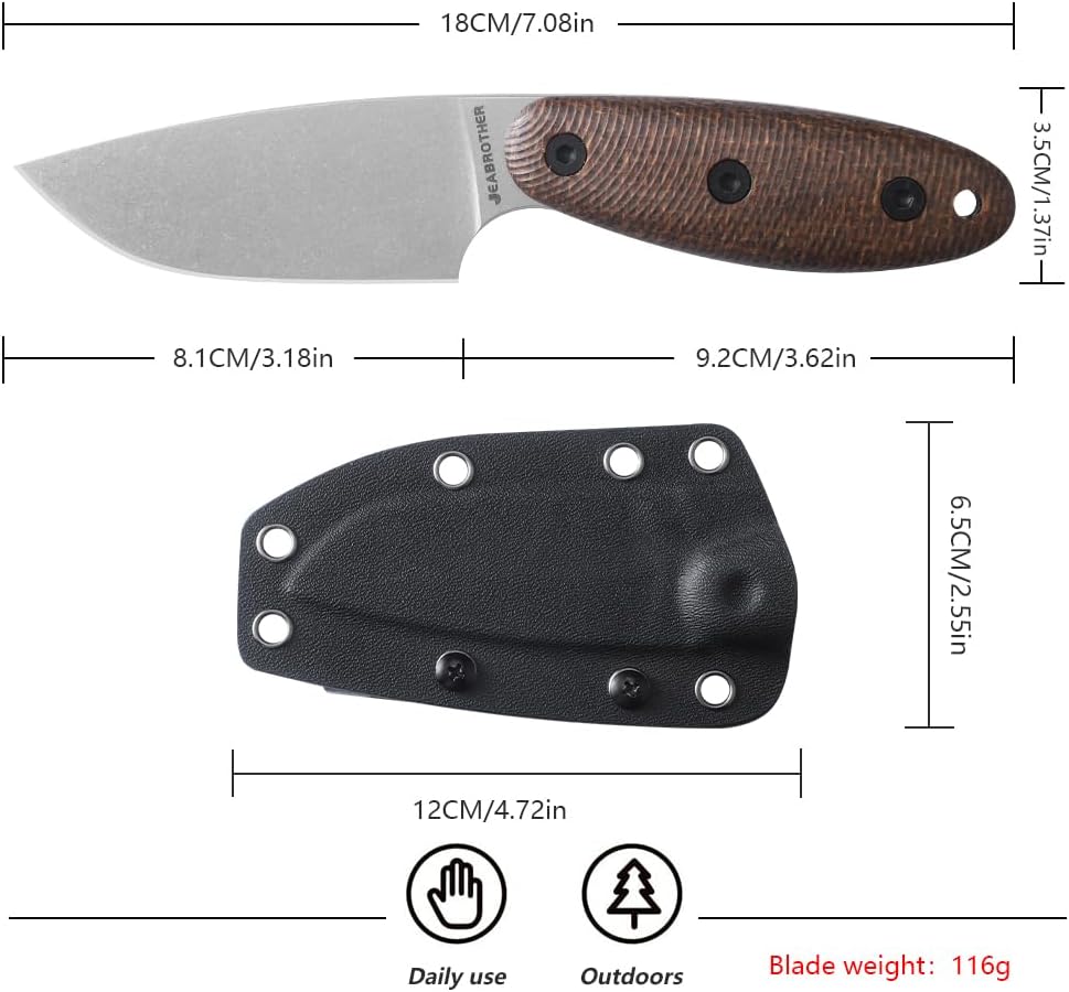 DC53fixed blade knife Kydex scabbard men's and women's EDC outdoor camping fruit knife (white)