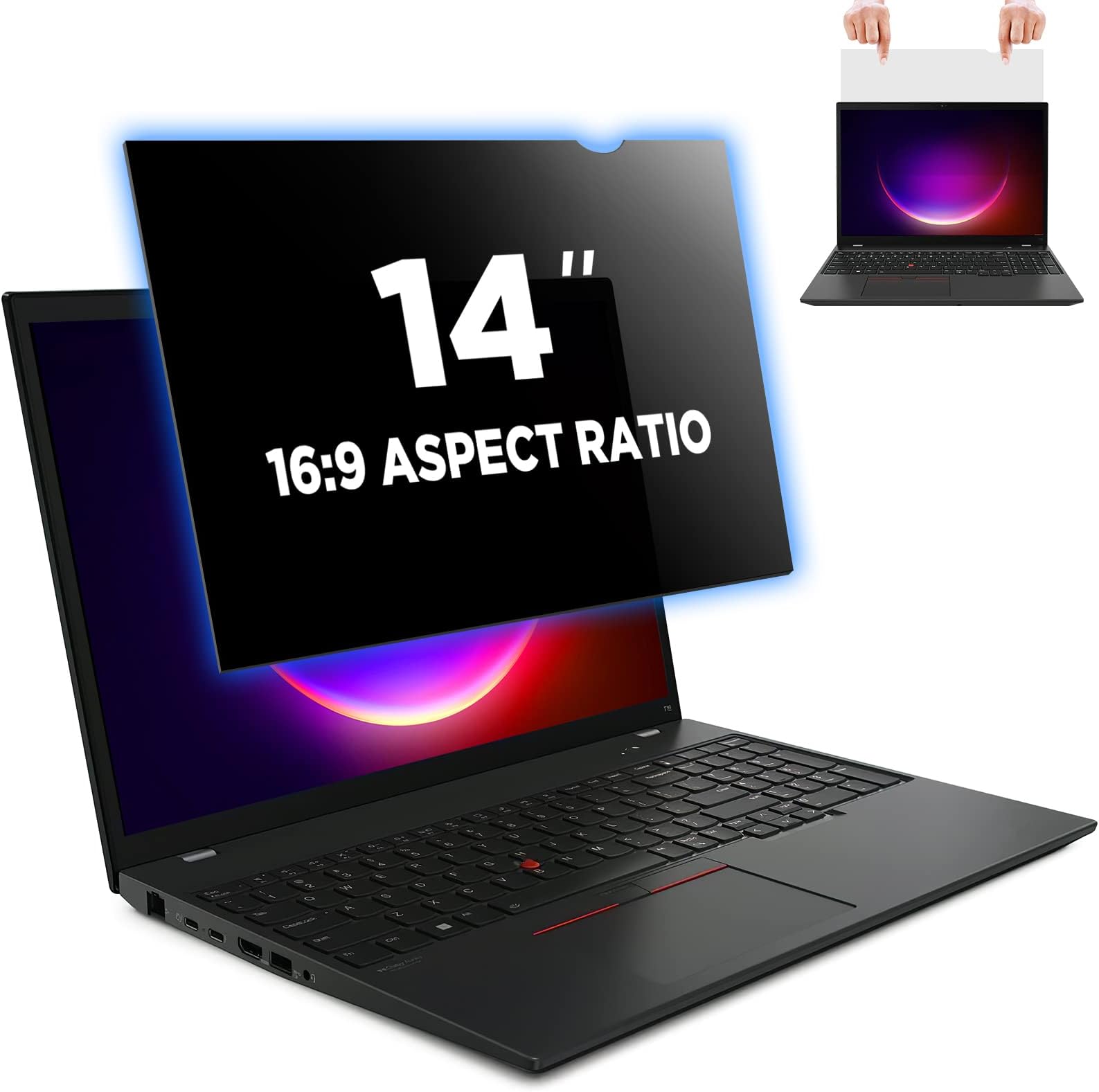 Magicmoon 14" Privacy Filter Screen Protector, Anti-Spy/Glare Film for 14 inch Widescreen Notebook Laptop with 16:9 Aspect Ratio (Width x Height:310mmx174mm)