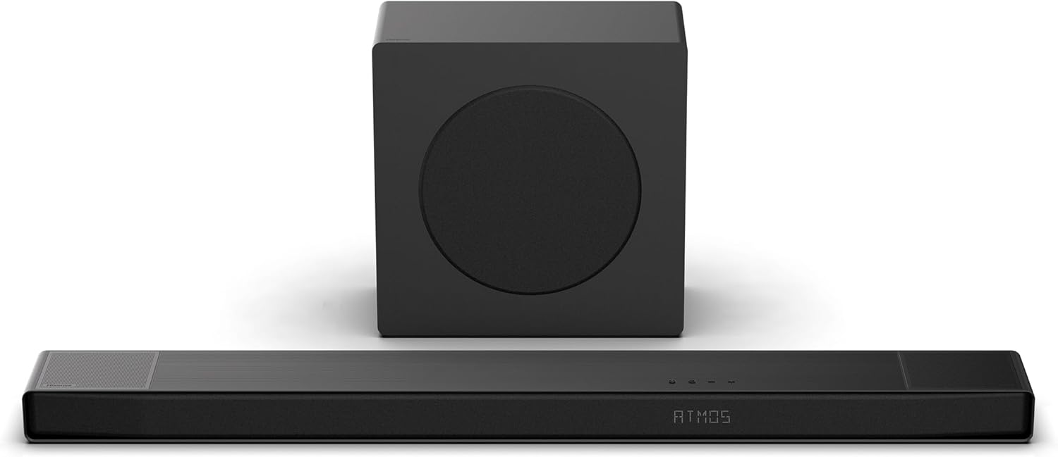 Hisense AX3120Q 3.1.2Ch Sound Bar with Wireless Subwoofer, Dolby Atmos, DTS:X, Bluetooth 5.3, Roku TV Ready, HDMI/AUX/ARC/Optical/USB, EzPlay 3.0, 7 EQ Modes, Hi Concerto 3.1.2 Ch - Image 1 of 13