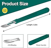 Vista 2 de 10 PCS Cuchillas de Bisturí con Bisturíes #10 Cuchillas Quirúrgicas, Cuchillas Desechables con Cubierta Protectora, Cuchilla de 10 piezas mango