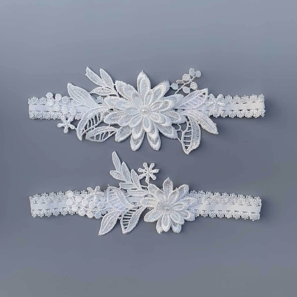 2 Pezzi Giarrettiera Blu Navy Ricamo Floreale Sexy Giarrettiere Anello Coscia Anello da Gamba in Pizzo da Sposa (Color : E, Size : 2pcs)