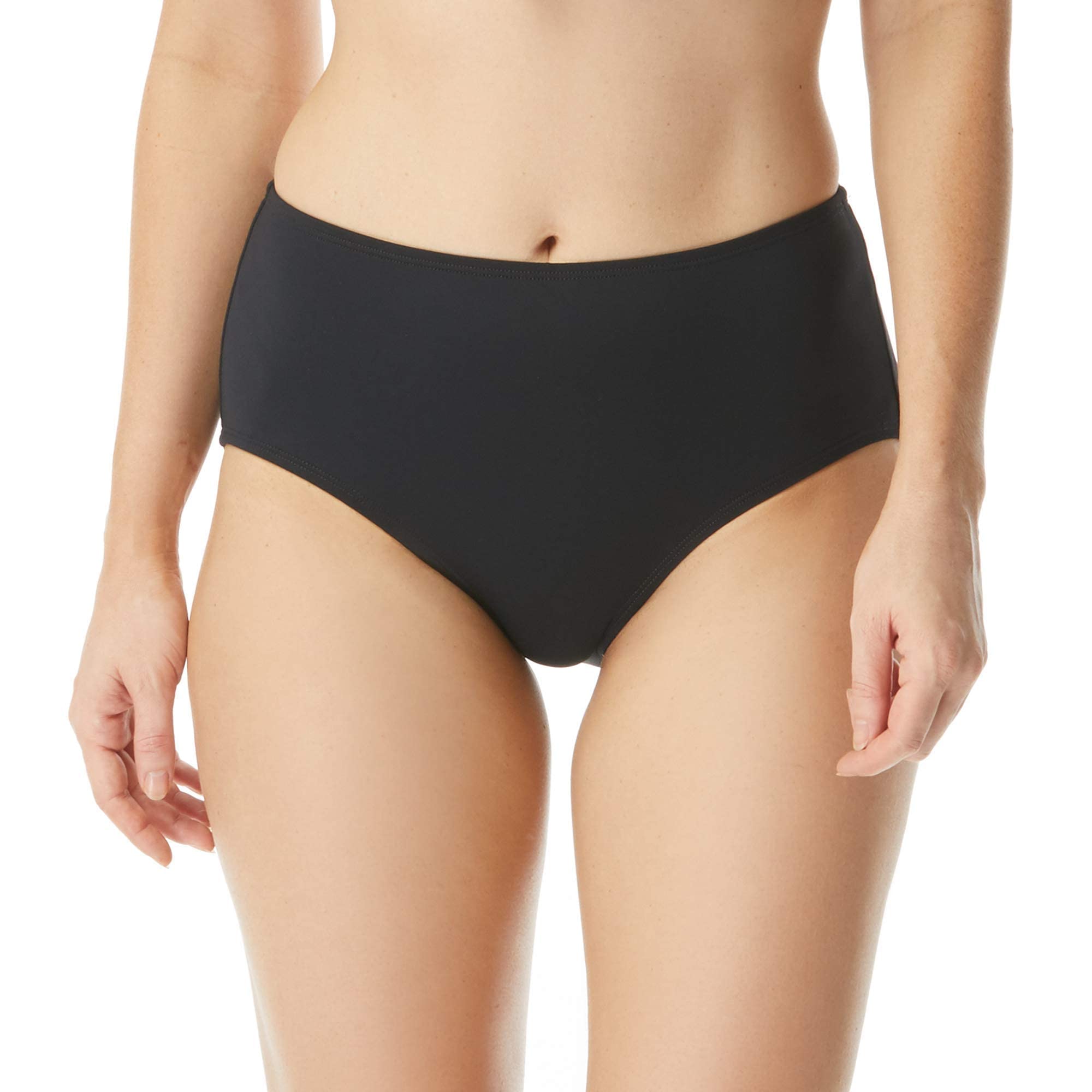 Women's Solid High Waist Bikini Bottom Swimsuit, Paloma Beach Black, 12-image-41