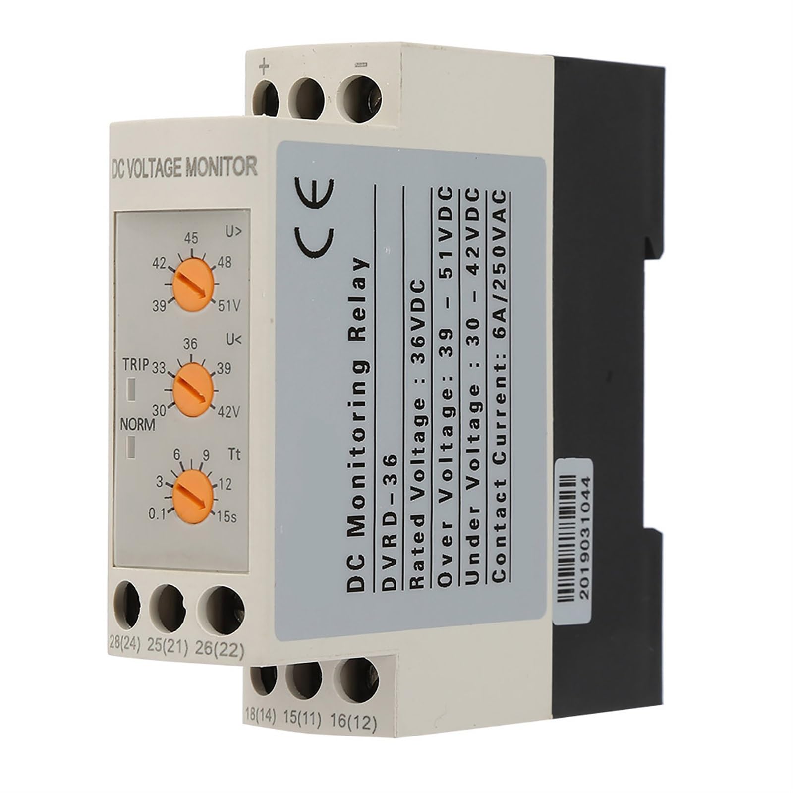 Aqhyebnsr One Color Din Rail Adjustable Over Voltage And Under-Voltage Protector Dc 12V/24V/36V/48V Dvrd Protective Device Relay(Onecolor)