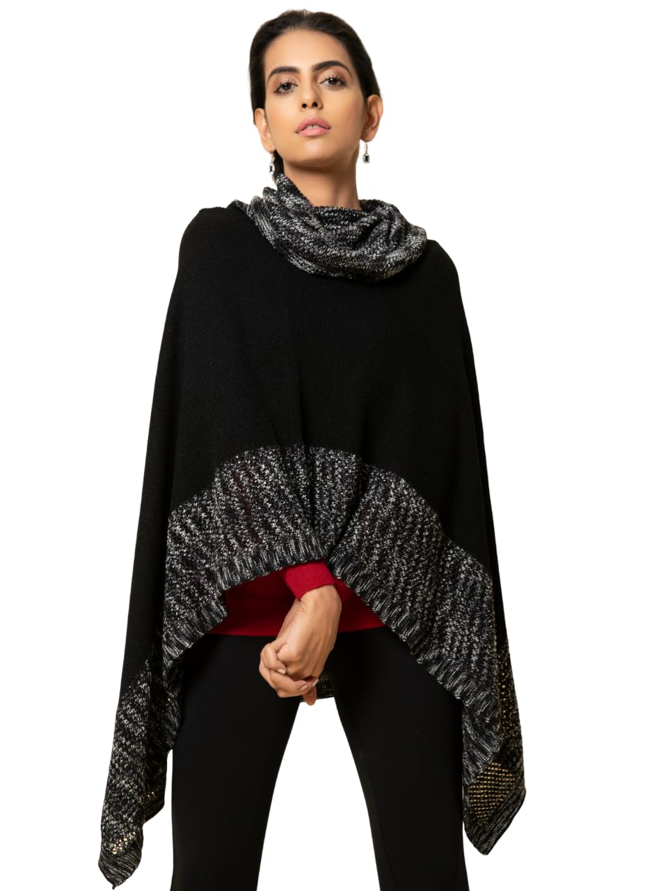 Woollen Poncho for Women| Elegant Soft Wrap Shawl | Lightweight Layered Outerwear Cape | Stylish Draped Design for Winter Fall Travel | Fashionable Westernwear-image-31
