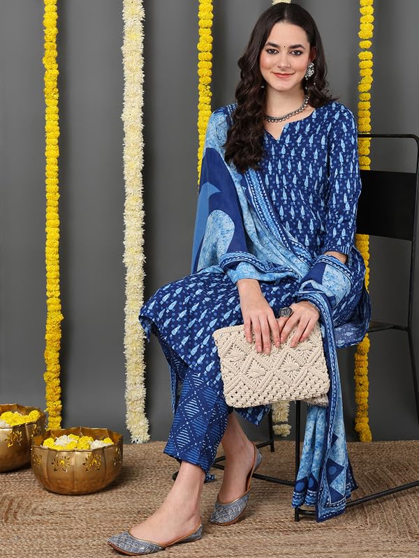Image of Vaamsi Women's Ethnic Motifs Printed Straight Kurta Pant With Dupatta Set | kurta sets for woman
