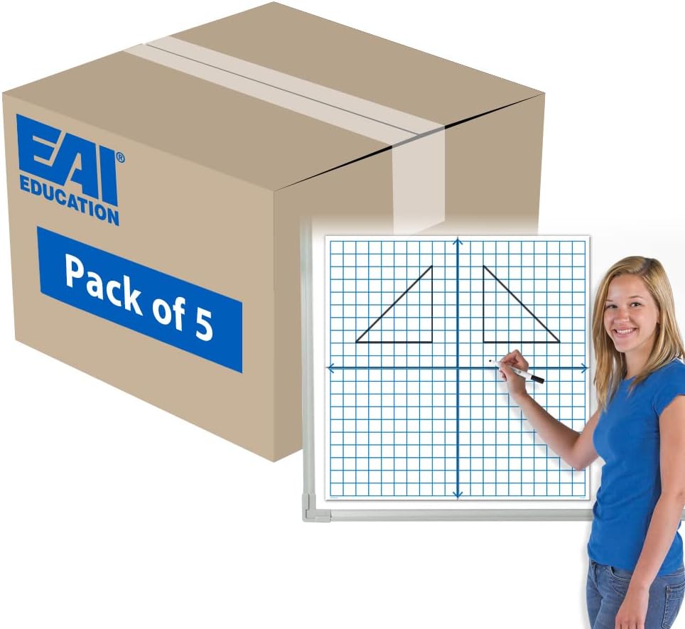 EAI Education Jumbo Magnetic X-Y Coordinate Dry-Erase Grids - Pack of 5