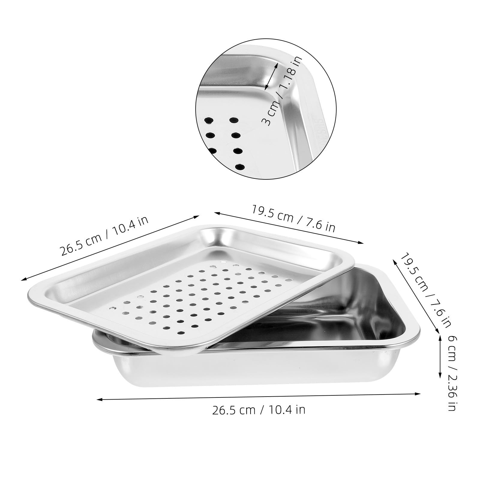 2 Set Vassoio per Germinazione Argento, Set da 2, in Acciaio Inox