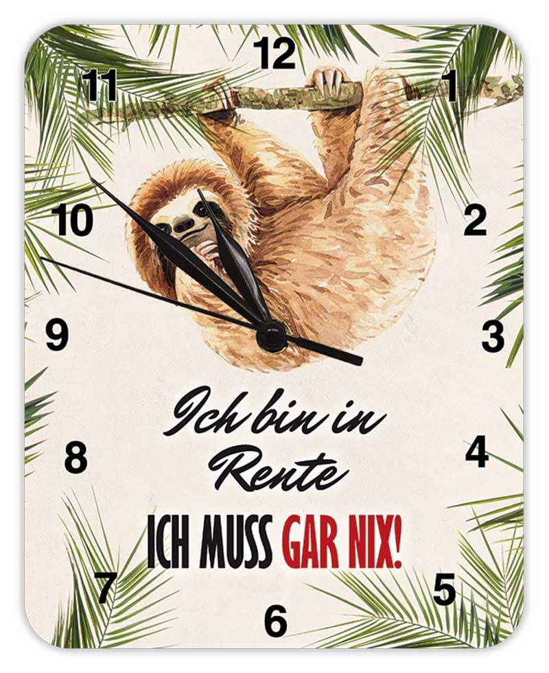 Blechwaren Fabrik Braunschweig GmbH Reloj de pared con texto en alemán 'Ich bin In In Rent - Ich muss gar nix! - KU24
