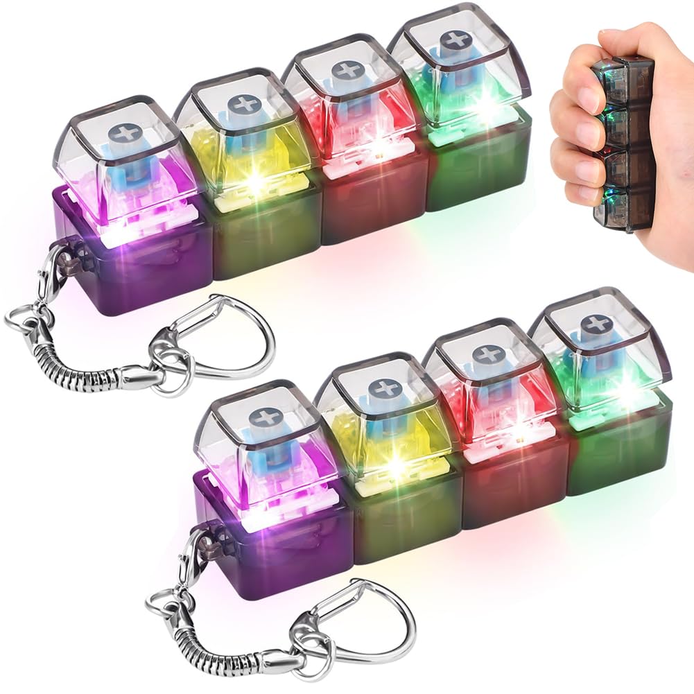 2 Stück Fidget Tastatur Spielzeug, Fidget Toys Erwachsene mit LED Licht, Lustige Tastatur Schlüsselanhänger Clicker für Stressabbau für Erwachsene Kinder Adhs Geschenke