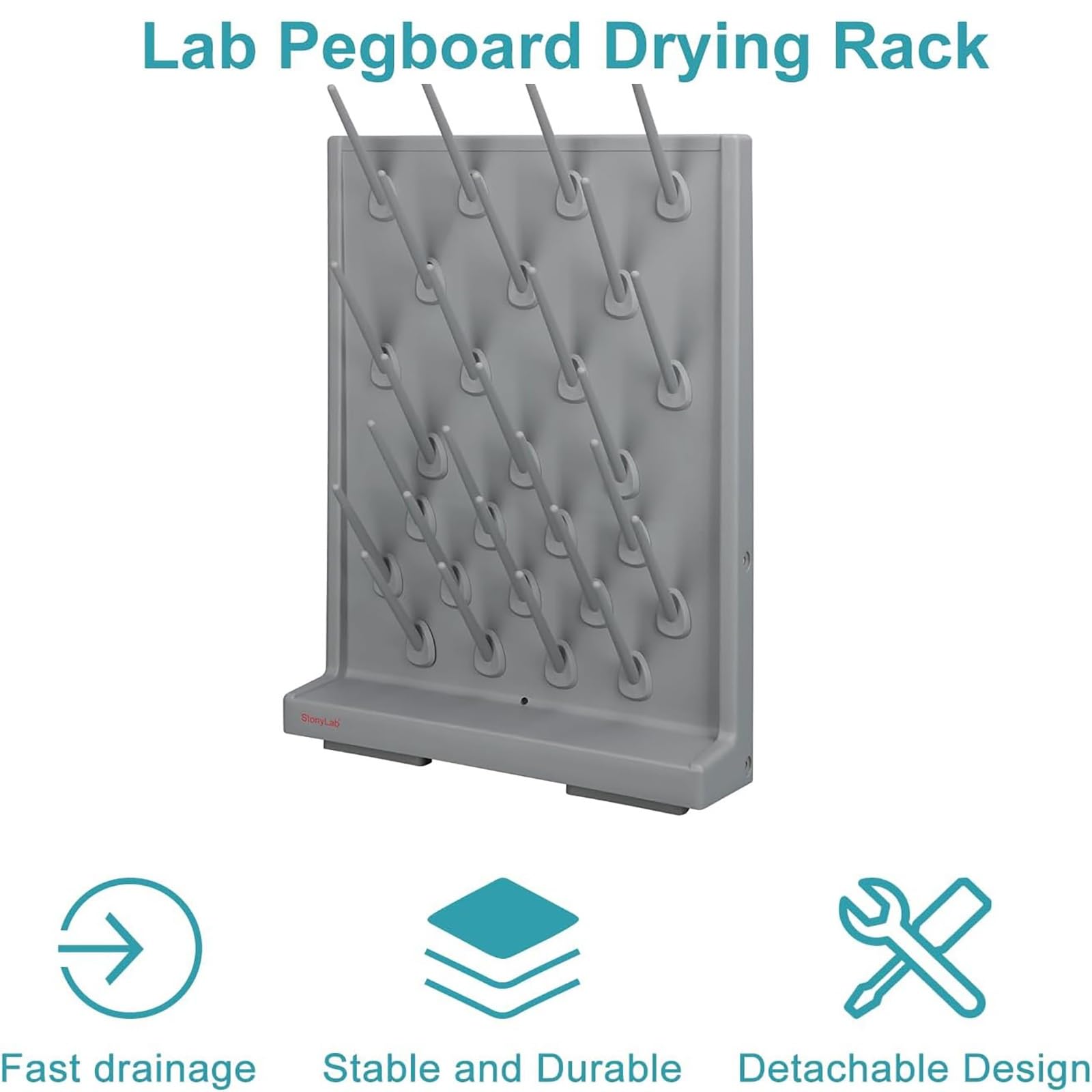 Estante de secado de laboratorio, soporte de pared para cristalería con drenaje y diseño desmontable para un almacenamiento eficiente de equipos de laboratorio