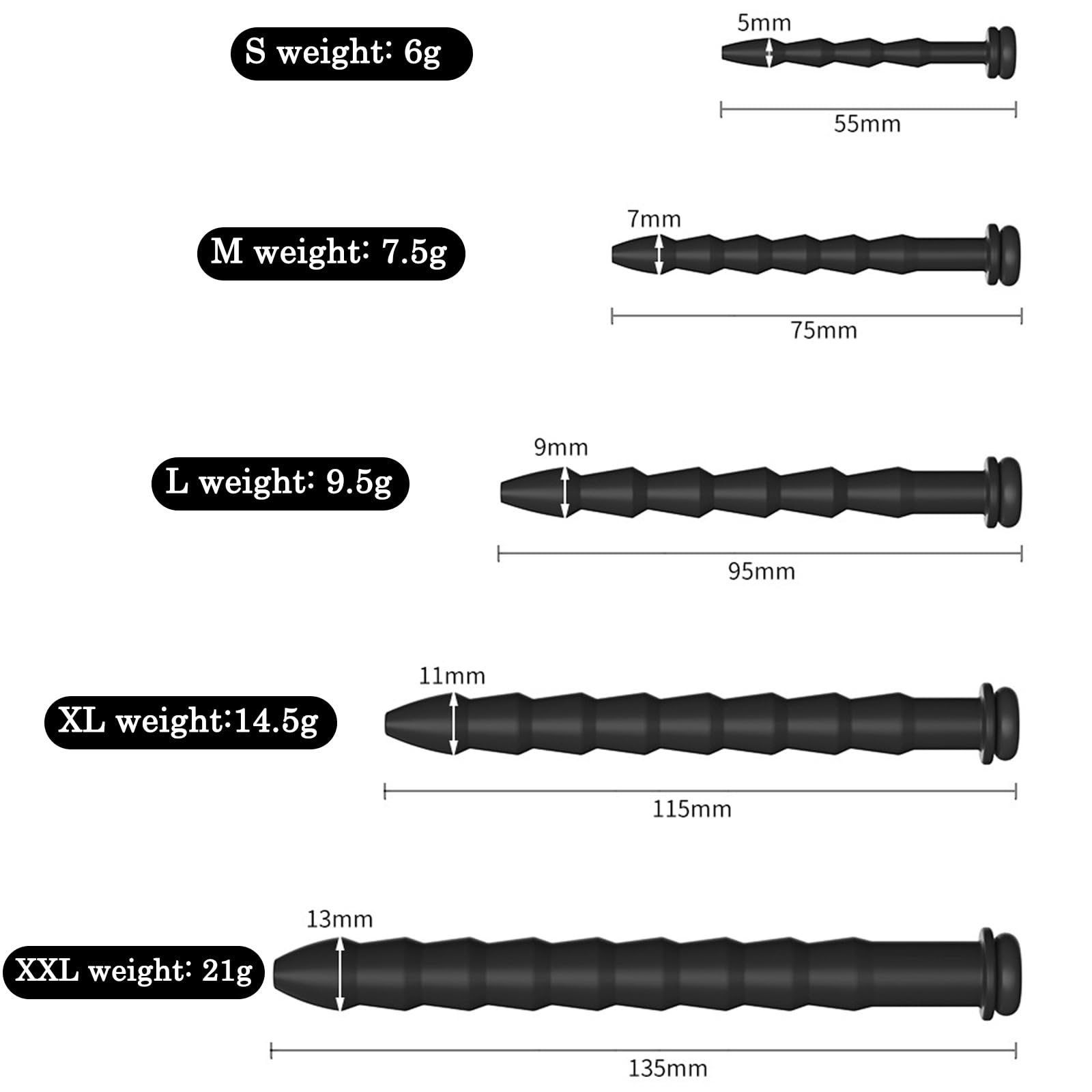 BDSMLOVE Dilatatore uretrale cavo, Pene Plug per uomini, silicone Sonda Dilatatore per uomo masturbazione giocattoli del sesso (L)