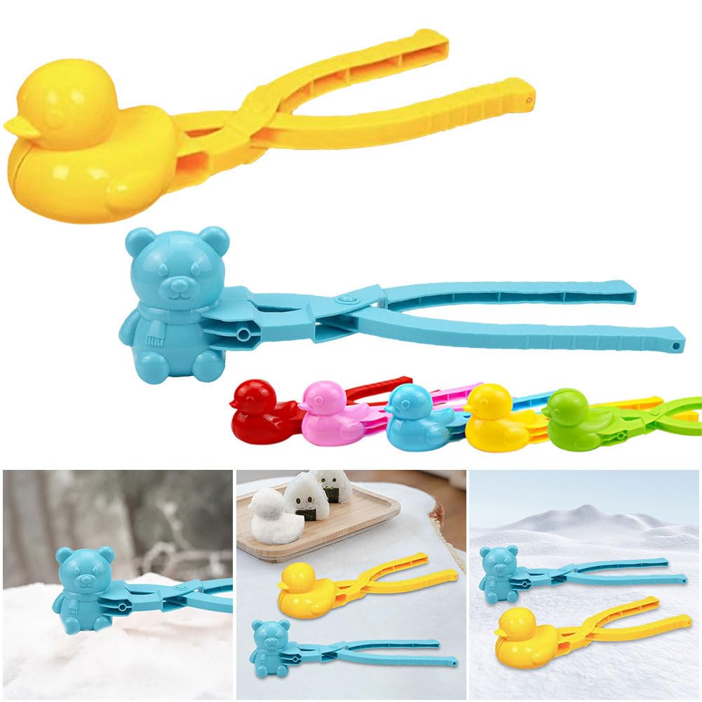 Moule à Riz Canard DIY Machine à Boules de Neige Accessoires Bento avec Poignée Neige d'hiver Forme de Riz Animal Mignon pour Enfants et Adultes (Couleur aléatoire)