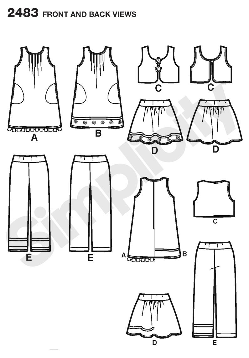 Simplicity 2483 Schnittmuster Kinderbekleidung, Gr. 28-36