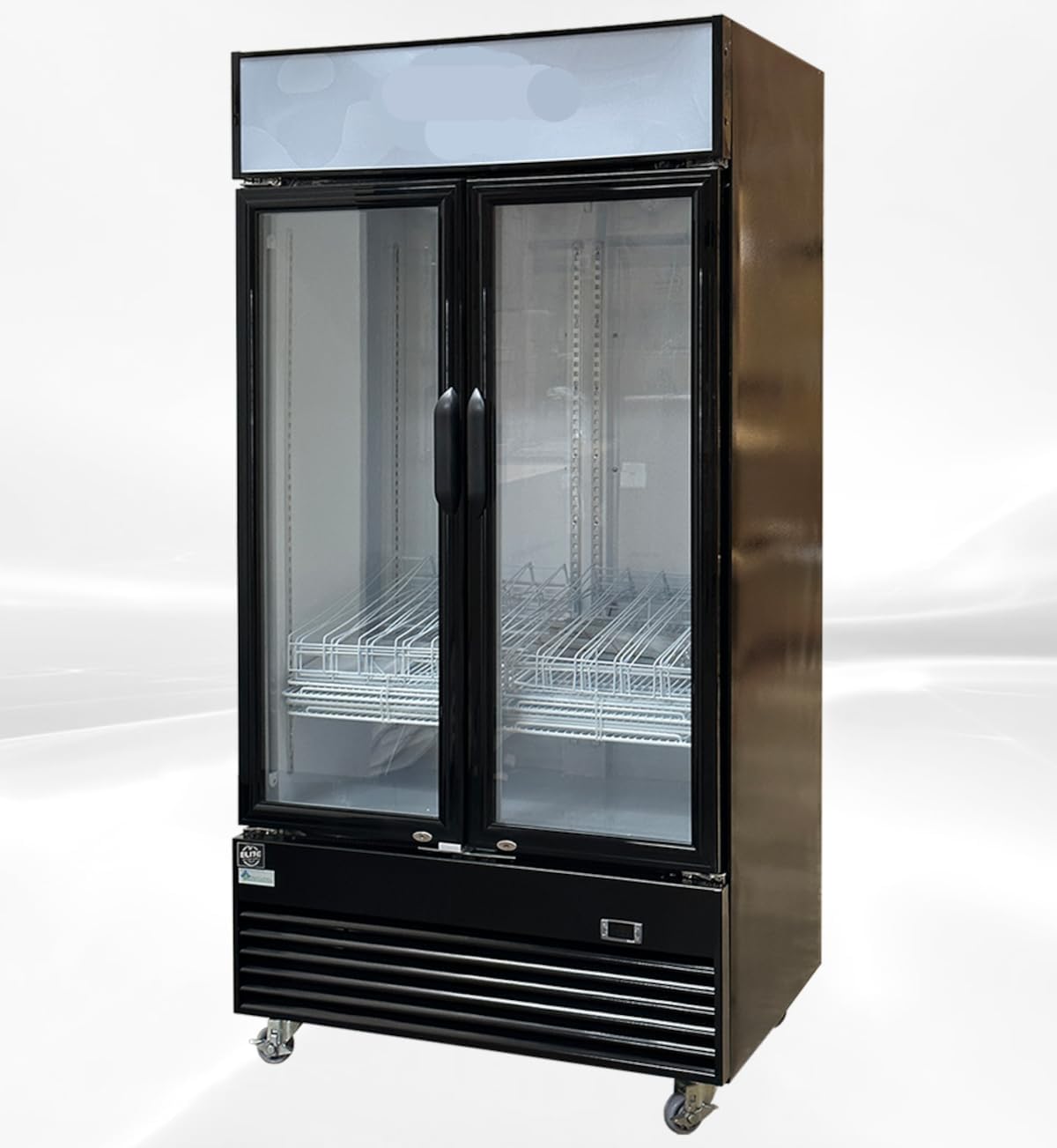 Commercial Refrigerator Glass 2-Door Swing Door 40 inches width, capacity 27 cuft, Merchandiser Display Cooler Beverage Fridge Drink cooler NSF Certified, 110V, Restaurant Kitchen Cafe ESM-33SR
