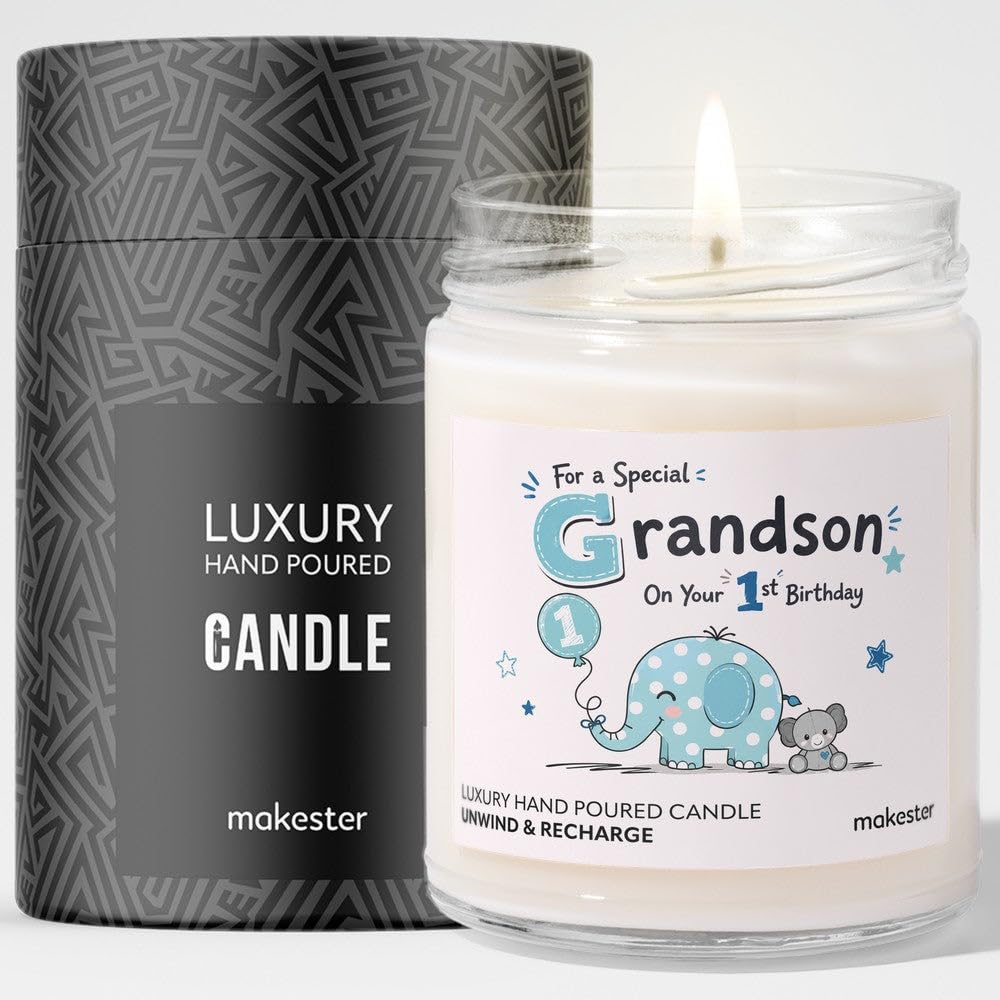 18th Birthday Gift for Grandson - Luxury Soy Wax Candle - Vanilla, Jasmine, Sugared Almond - Makester — image 1