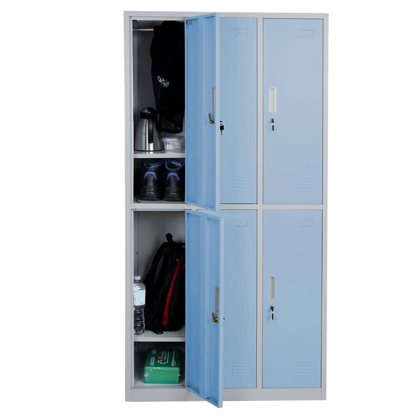 Schließfach Boston T829, Schließfachschrank Wertfachschrank Spind, Metall 6 Fächer - blau