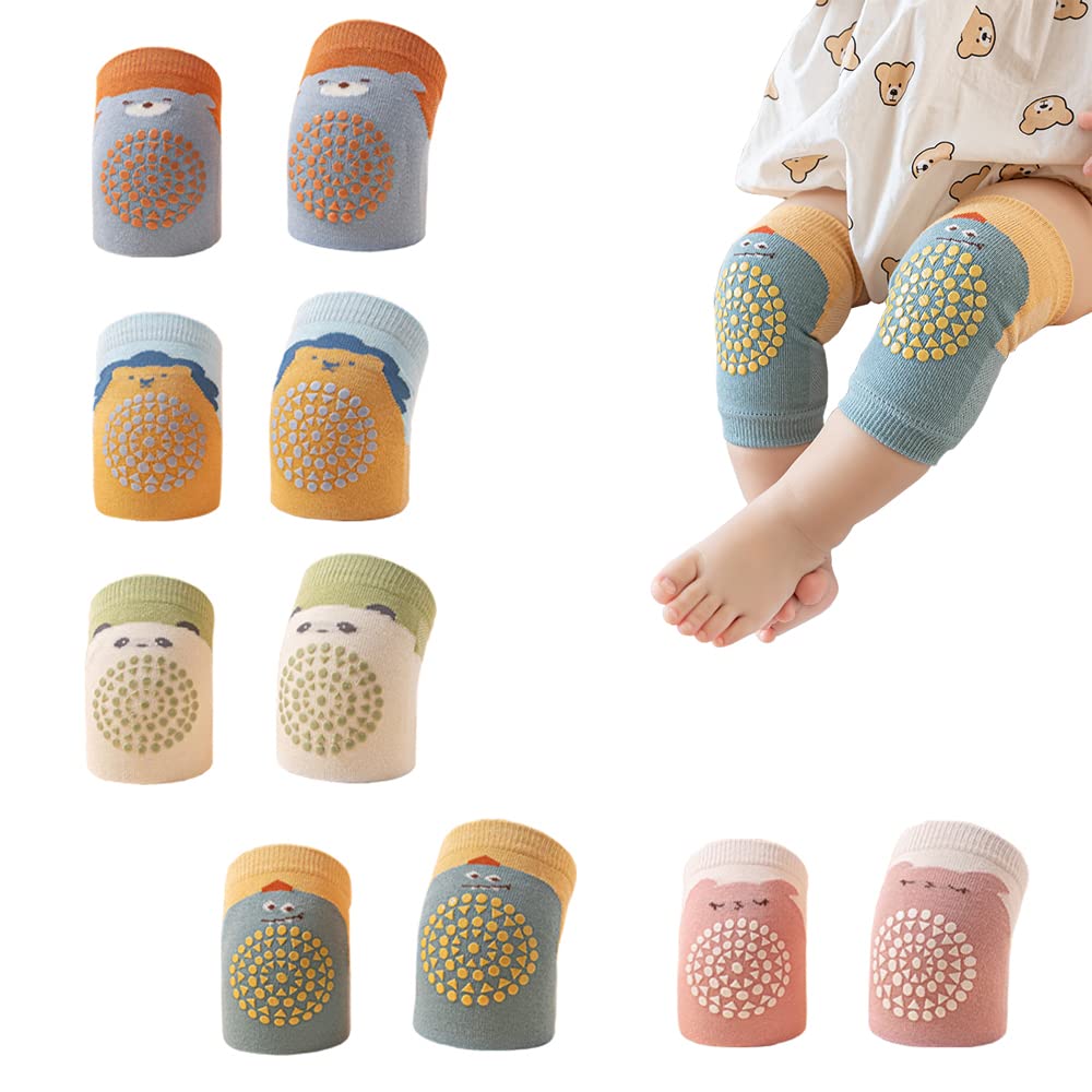 Dzozo Cartoon Pattern-D 5 Pair Baby Knee Pads Anti-Slip Baby Crawling Knee Pads Baby Knee Pads Elastic Leg Warmers Toddlers Leg Protectors Baby Knee Protectors Leg Warmers Baby Toddlers Crawling Socks