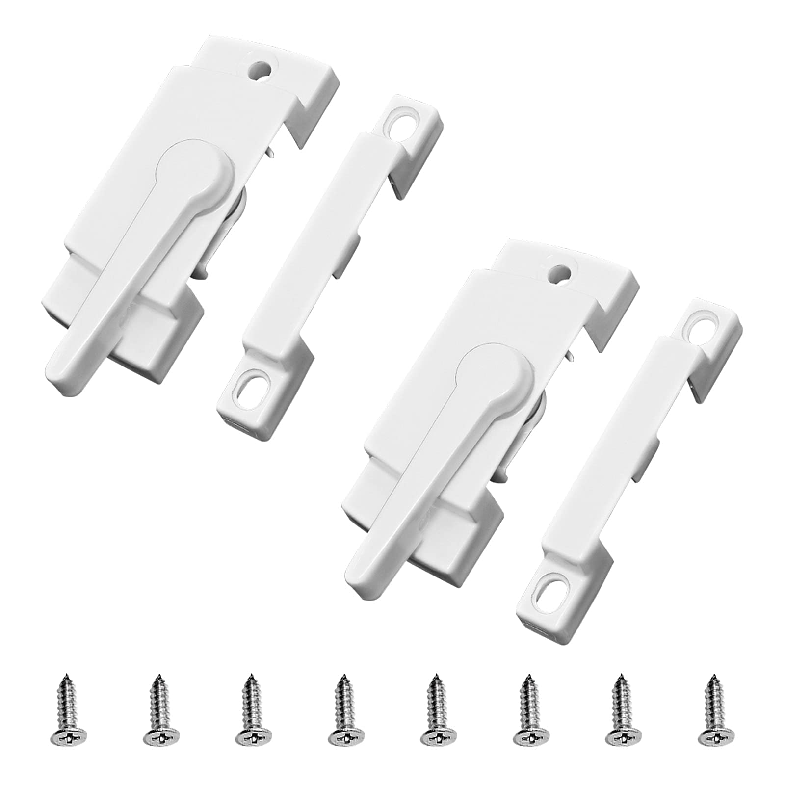 Ufurmate White Window Sash Lock, 2Pcs Zinc Alloy Sliding Window Locks Window Door Frame Security Locks Window Crescent Locks For Left And Right Using (White)