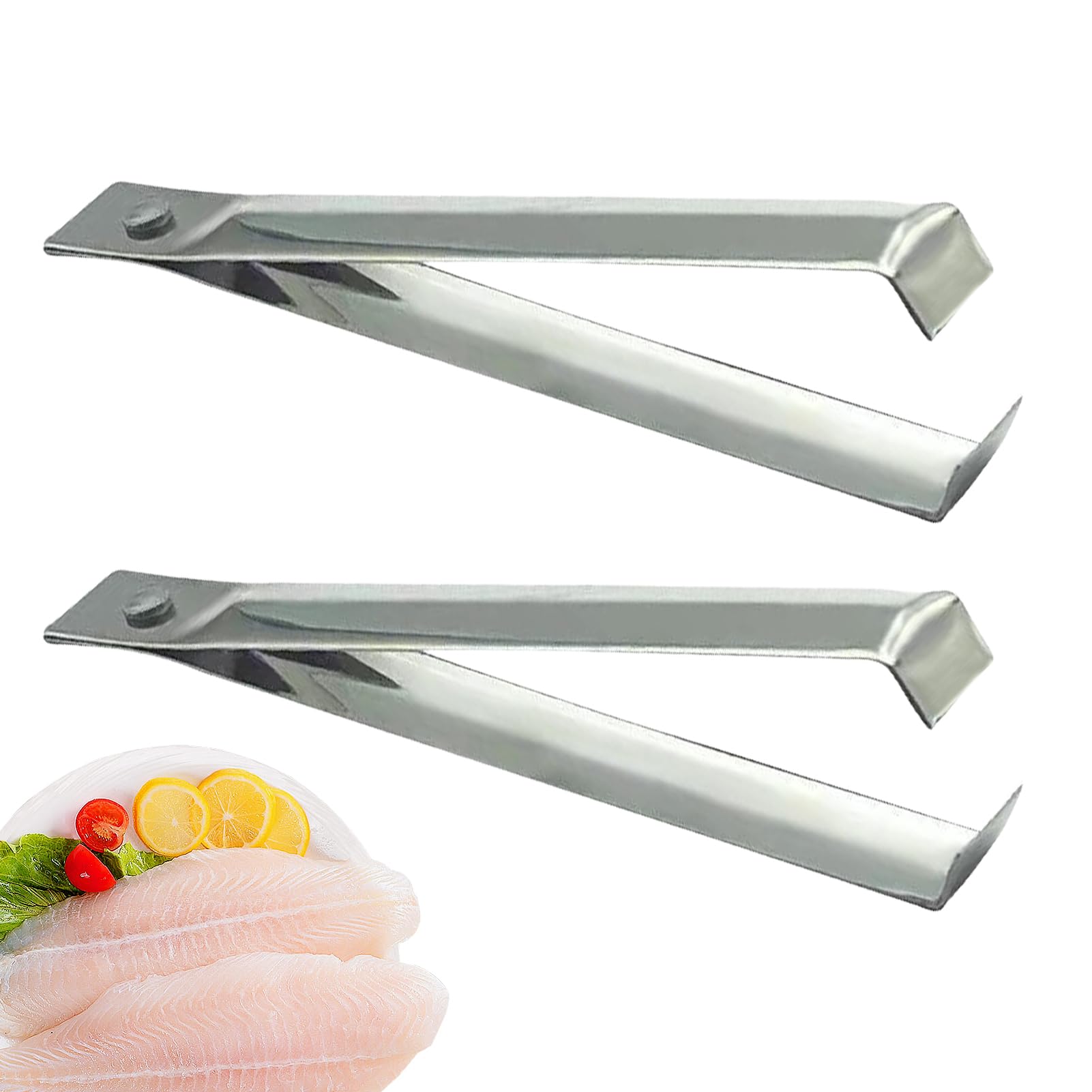 Shuangliao Garlic Tweezer Peeler, Fish Bone Tweezers Set, Garlic Peeler Tweezers, 2 Fine Tongs Stainless Steel Practical Tool, Practical Garlic Peeler for Cooking, Garlic, Vegetables, Kitchen