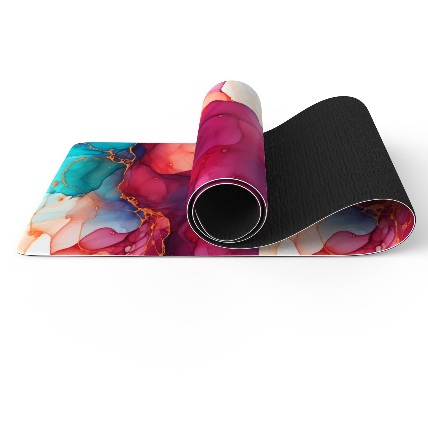 Haquno Extra Thick Yoga Mat 6mm - Non-Slip Exercise Mat for HIIT, Pilates & Home Workouts & Workout with Free Carry Strap（abstract red）