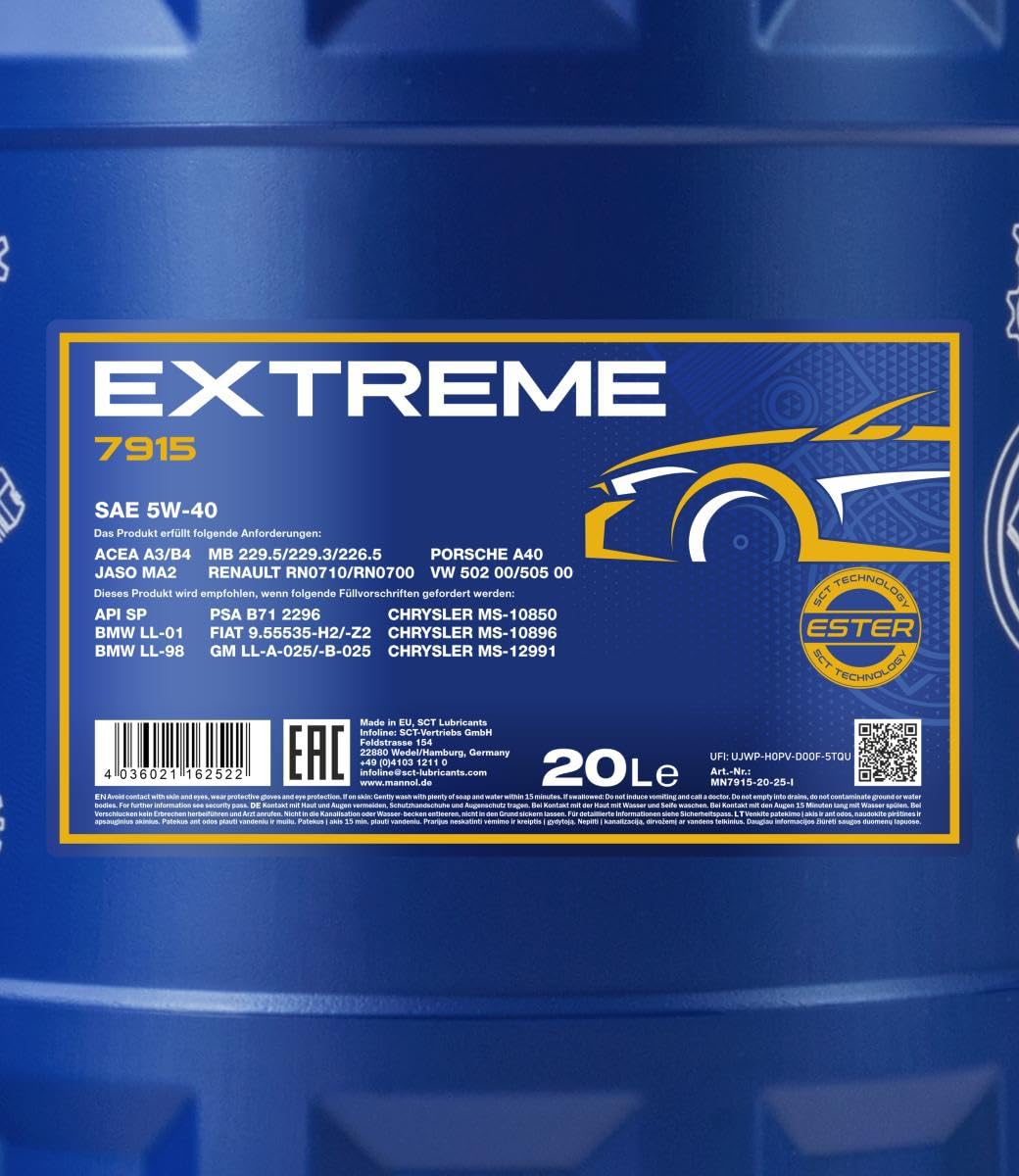 MANNOL MN7915-20 Extreme 5 W-40 Aceite de Motor, Volumen 20 L
