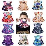 Cutewing Neck Gaiter Face Mask for Women,10PCS Tube Scarf Seamless Bandanas,Flower Pattern Ourdoor Face Mask Face Covering Multi Headwear Magic Headband Balaclavas with UV Resistant