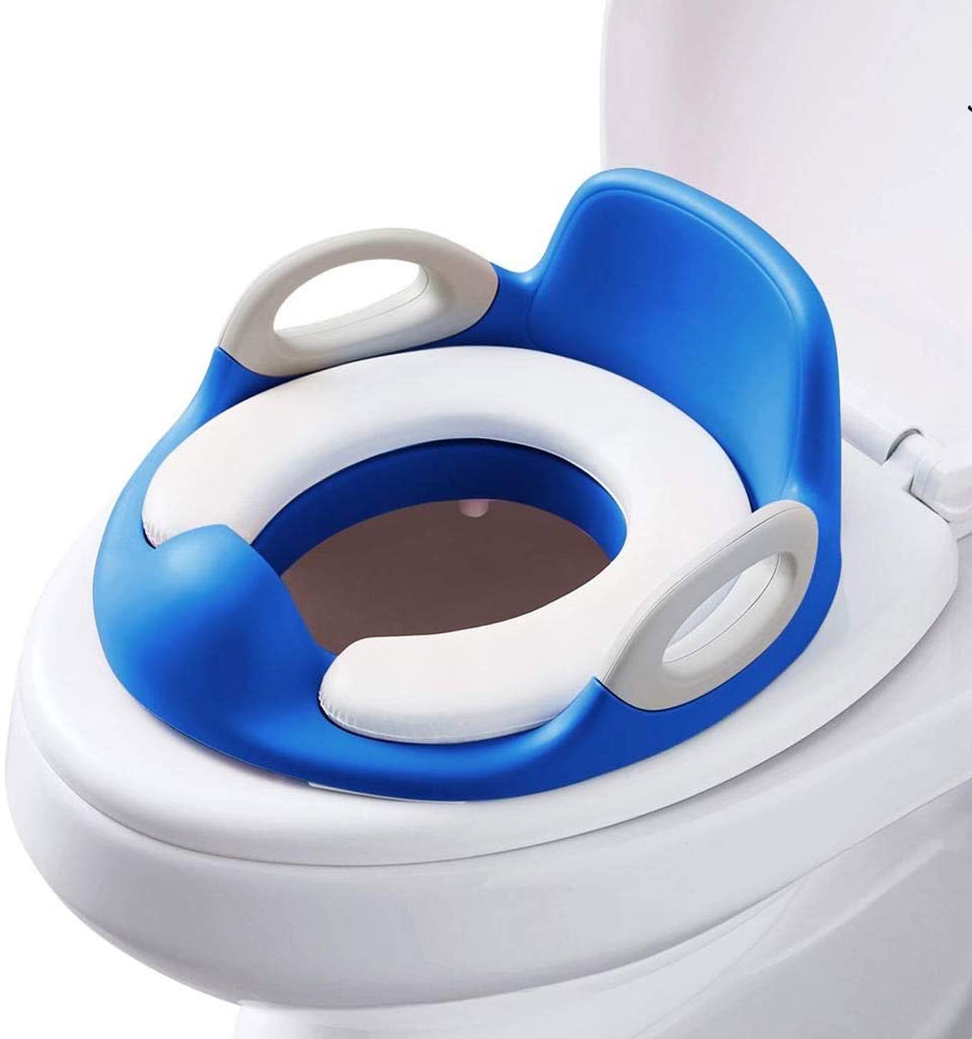 Lakobos Toddler Potty Training Toilet Seat with Ring Secure Non-Slip Surface Detachable Soft Cushion Splash Guard Higher Backrest