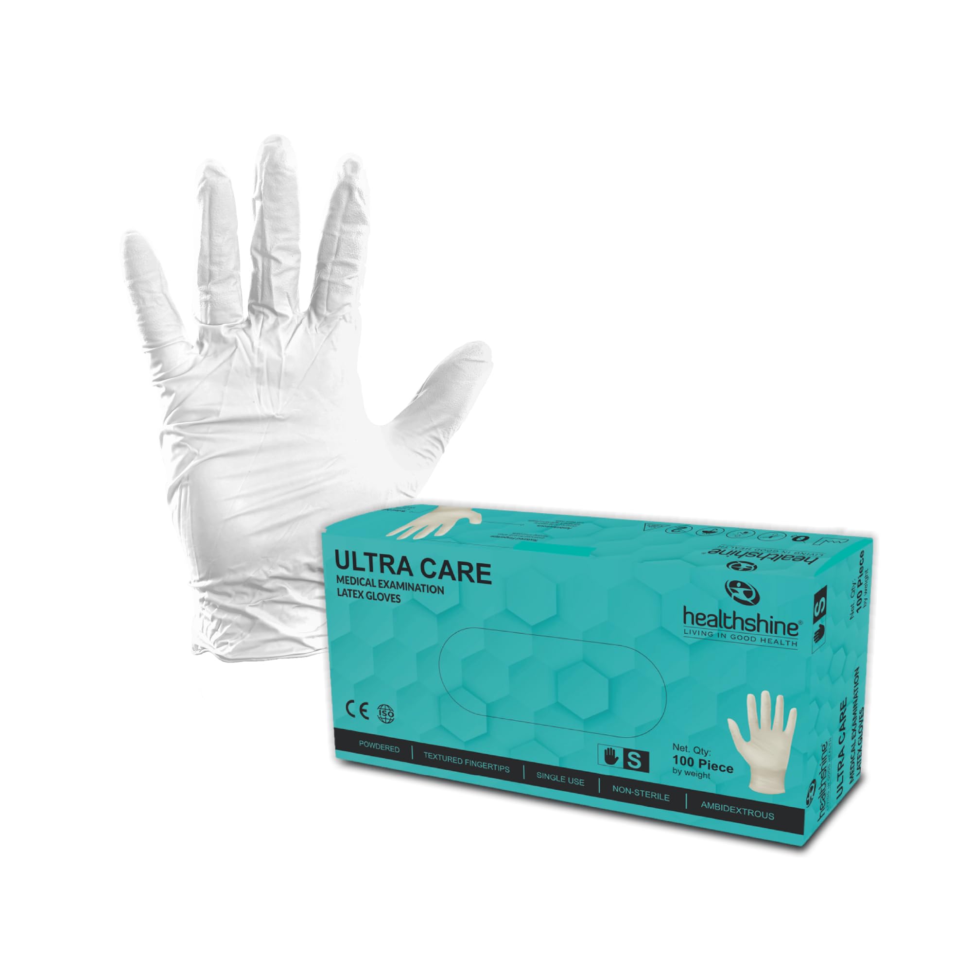 Healthshine Disposable/Single-Use Latex Gloves with Textured Fingertips & Ambidextrous | Non-Sterile Examination Gloves for Hospitals, Clinics, Caregivers, Diagnostic Labs - White Pack of 100 Pieces (B0CW9SFWTQ) Amazon Price History, Amazon Price Tracker