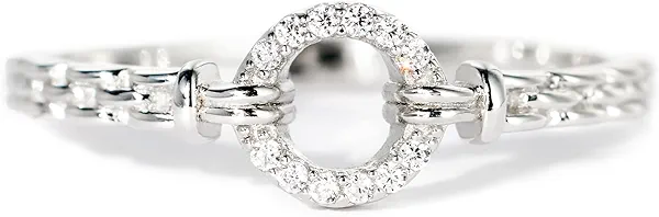 STORYJEWELLERY Rings for Women Sterling Silver, Stackable Pinky Ring for Women, Dainty Circle Ring, Statement Rings Non Tarnish, Unique Womens Gifts, Size 5
