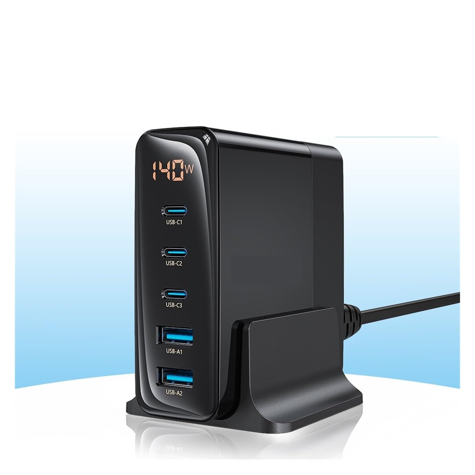 EDEDE Cargador USB C Multiple, Cargador rápido USB de Escritorio de la estación de Carga USB del Cargador 140W 5 Puertos USB PD 100W PPS, Universal Cargador USB C