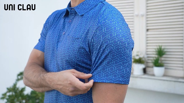 Camiseta polo casual para hombre de manga corta, con estampado completo, tecnología transpirable y secado rápido, bolsillo en el pecho, cuello con botones, UPF 50+, ideal para exterior, rugby y actividades atléticas miniatura 7