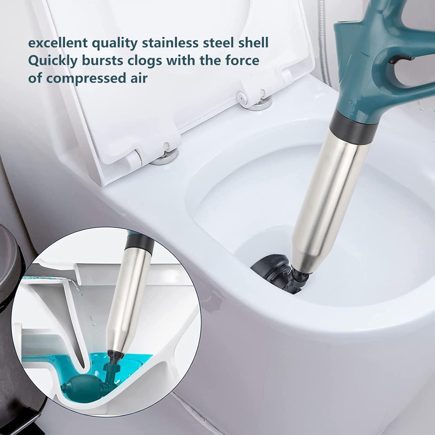 Toilet Plunger, Drain Clog Remover Tools Toilet Auger Air Drain Blasters with Real Time High Pressure Drain Unclogger Plungers for Bathroom