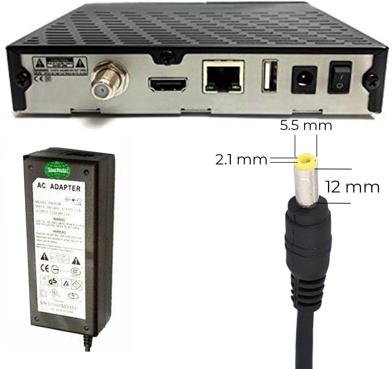 Alimentatore Universale 12V 3.5A 42W – Cavo 202cm, Connettore 5.5x2.1mm, Sicurezza Integrata Per Router LED E TV Box
