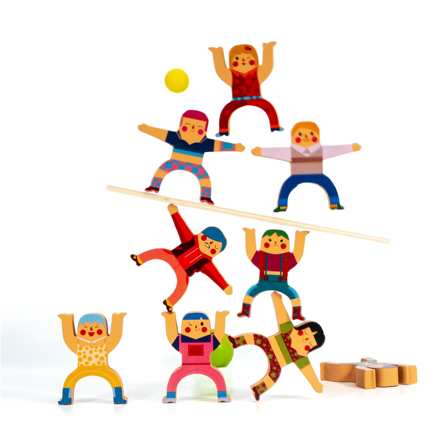 Cubelelo Stack & Balance Human Tower | Wooden Interlocking Toy Set | Promotes Critical Thinking & Creativity | Early Learning Educational Game for Kids Children Boys Girls