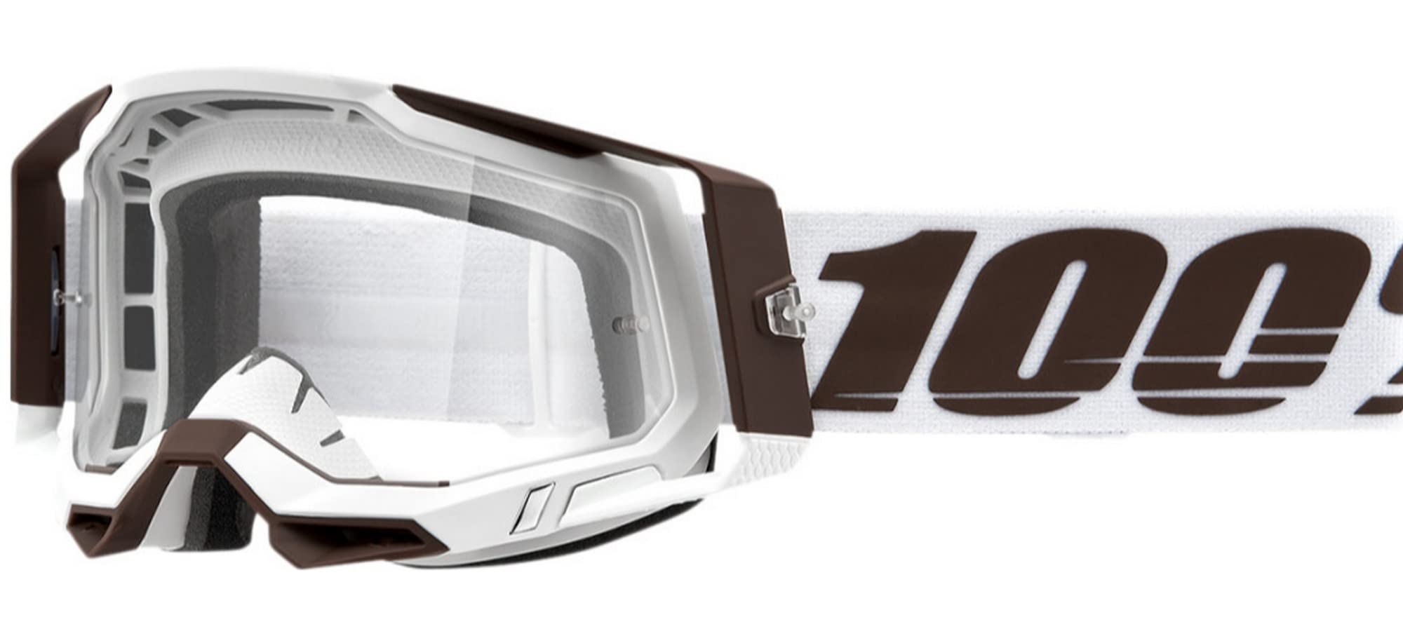 100%Racecraft 2 Mountain Bike & Motocross Goggles - MX and MTB Racing Protective Eyewear (Snowbird - Clear Lens)