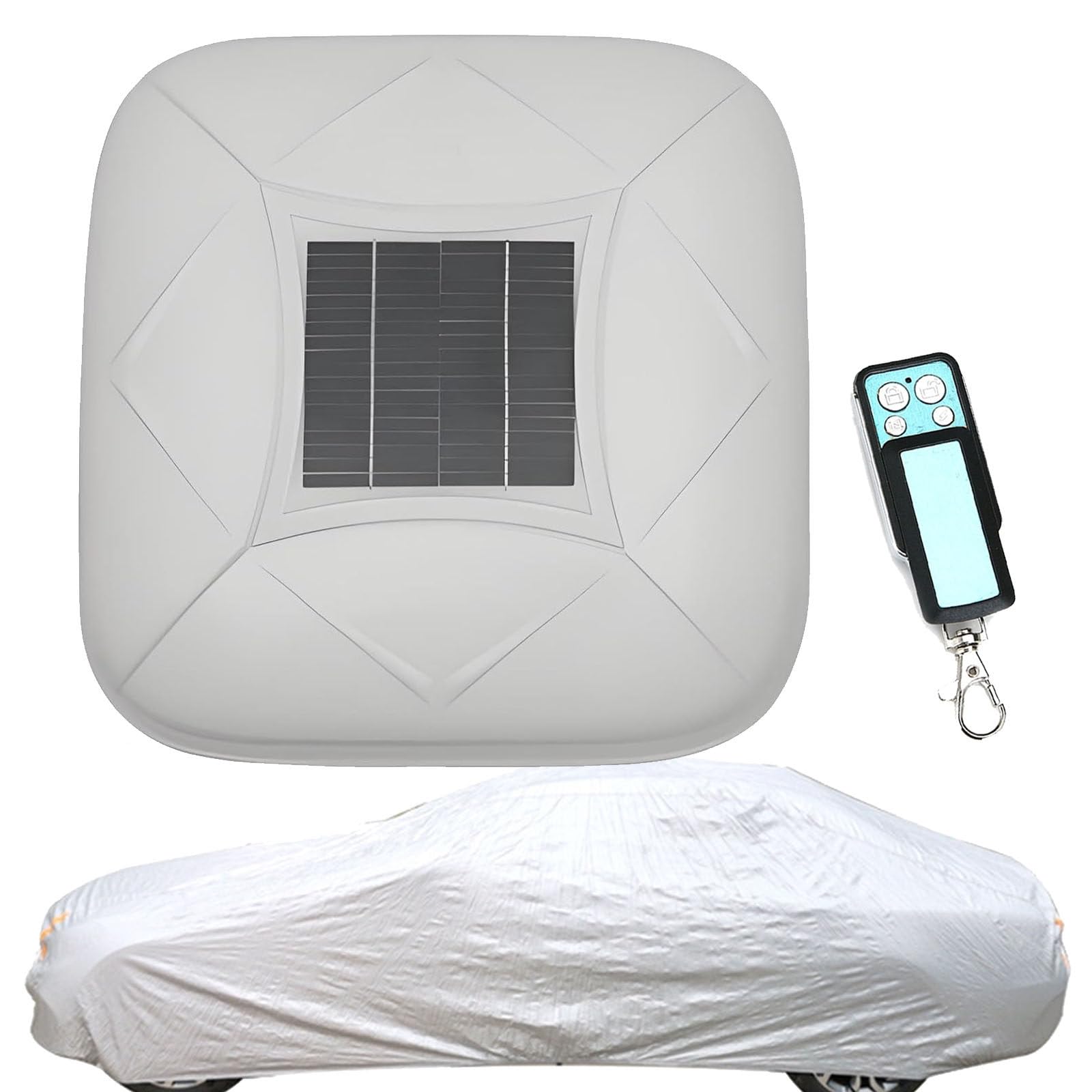 Naturalpowev Automatic Retractable Car Cover with Solar Charging/Remote Control – All-Weather Waterproof, Windproof & Snowproof, Quick Open, for SUV Sedan, Outdoor Indoor Use White-2L