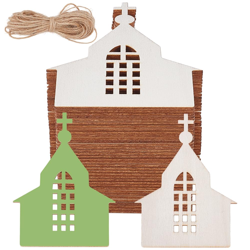 Découpes d'église en bois brut sans échardes avec corde de 10m pour DIY facile
