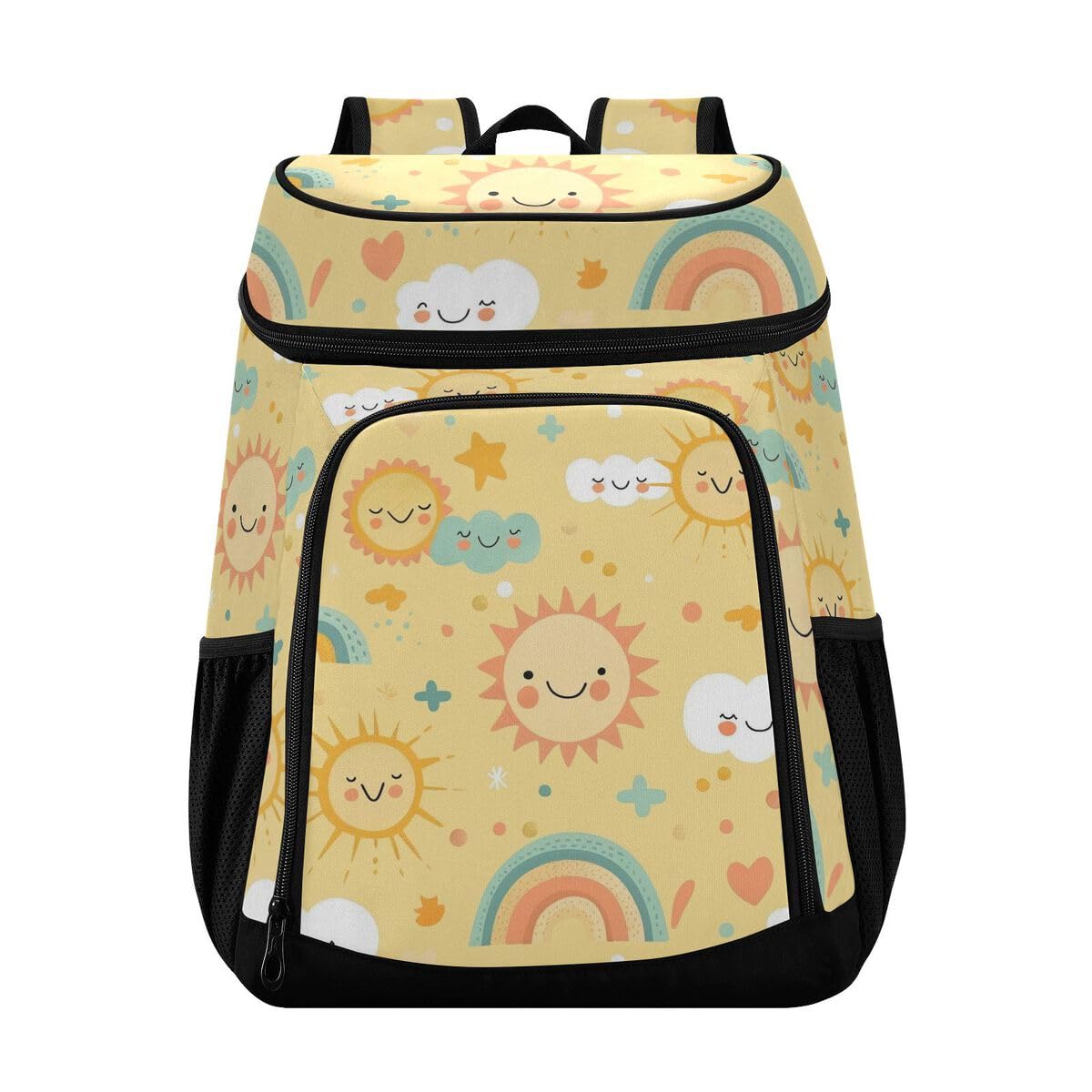 Cute Sun Clouds Cooler Backpack Leakproof Insulated Lunch Cooler Bag 30 Cans Camping Backpacks for Road Trip Beach Picnic