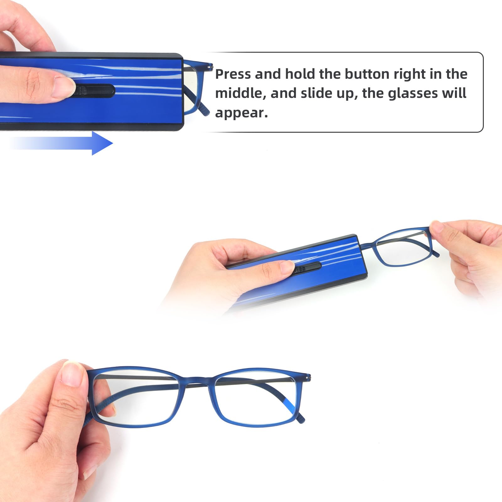 MMOWW Ultra thin Reading Glasses for Men Women Lightweight TR90 Blue Light Blocking Compact Computer Readers Portable Unique Stretchable Slim Flat Case (Blue - Image 4