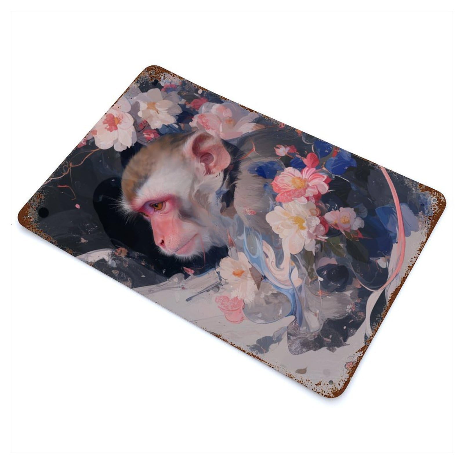 Primate Petals Distressed Metal Wall Sign 11.8"x7.9", Ideal for Garage, Bar And Workshop Decor
