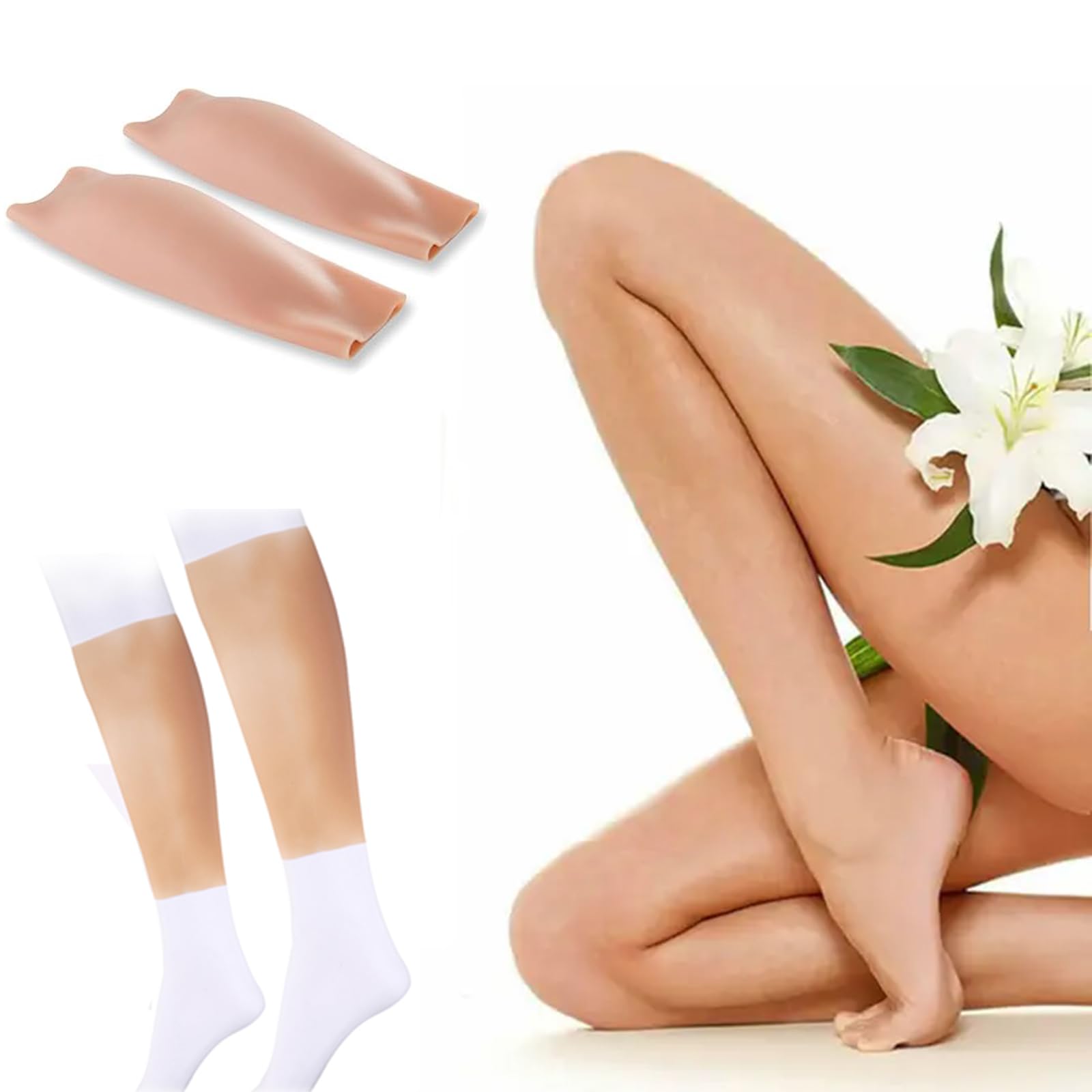 XSWL 1Pair Silicone Leg Enhance Fake Calf Pads Arms Shaper Leg Correctors for Crooked or Thin Legs Covering Scars