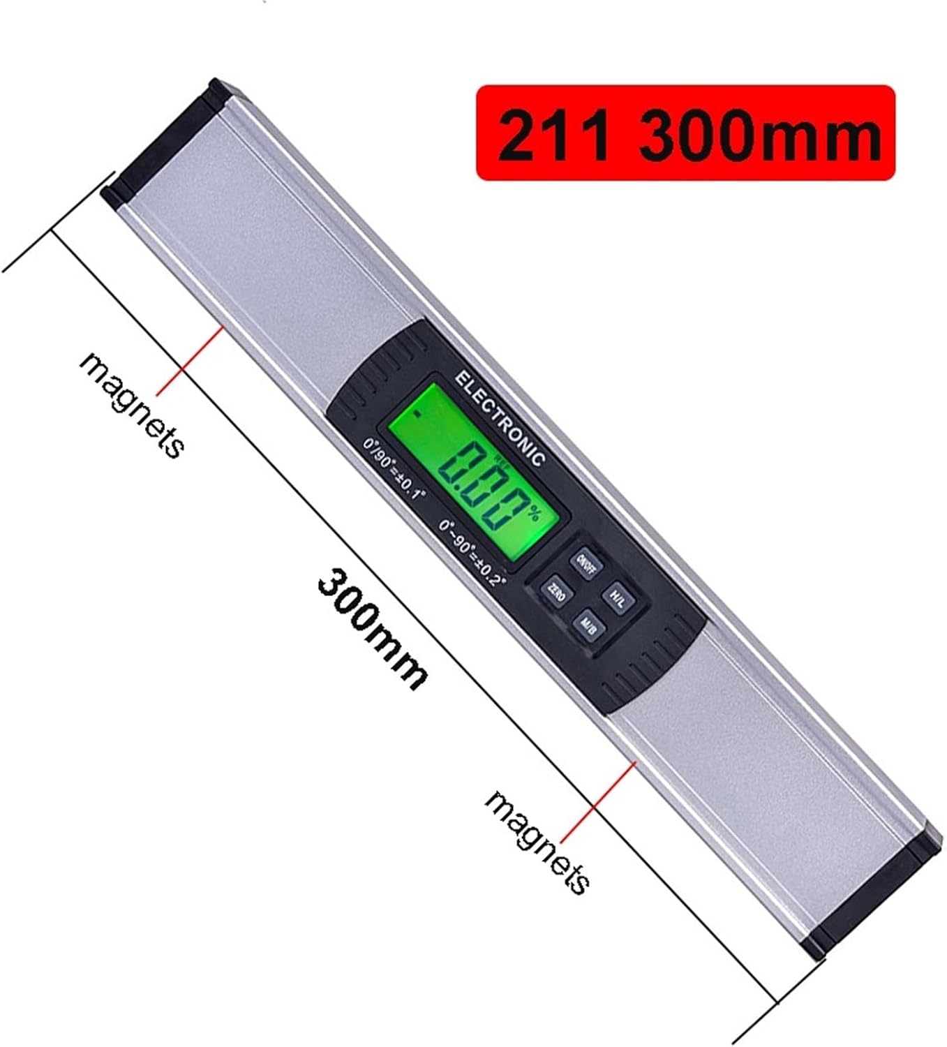 1pc Digital Protractor Angle electronic Level Inclinometer with Magnets Level angle slope tester Ruler(211 300mm)
