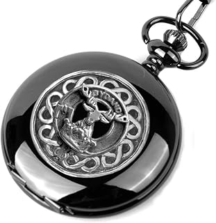 Gordon Scottish Silver Clan Crest Black Pocket Watch