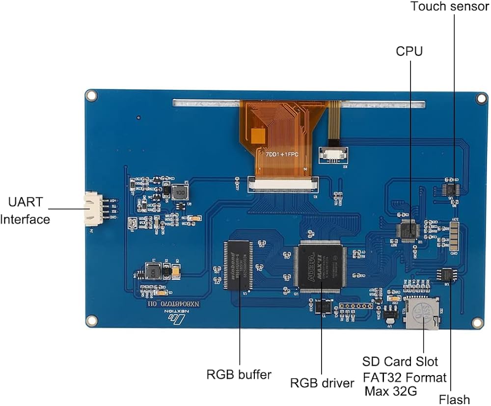 Ferwooh Nextion Basic Display 7.0'' NX8048T070 7.0inch TFT Resistive Touch  Screen Panel 800&times;480 UART HMI Intelligent LCD Display Module : Amazon.in:  Computers & Accessories